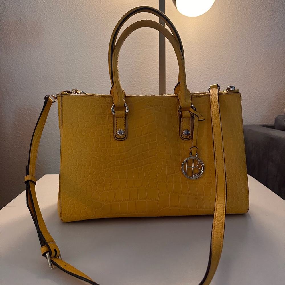 Henri Bendel Yellow Croc-Embossed Satchel